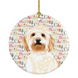 2.8 x 2.8 in. Unisex Doodle Red No.2 Christmas Ceramic Ornament