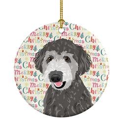 2.8 x 2.8 in. Unisex Doodle Silver No.2 Christmas Ceramic Ornament