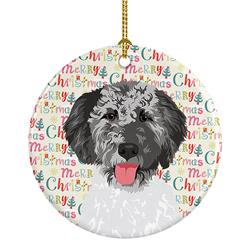 2.8 x 2.8 in. Unisex Doodle Silver No.3 Christmas Ceramic Ornament