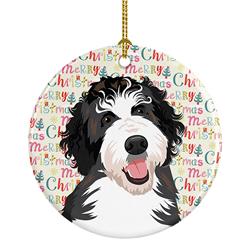 2.8 x 2.8 in. Unisex Doodle Silver & White No.1 Christmas Ceramic Ornament