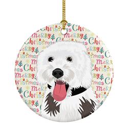 2.8 x 2.8 in. Unisex Doodle Silver & White No.2 Christmas Ceramic Ornament
