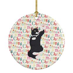 2.8 x 2.8 in. Unisex American Polydactyl Cat Christmas Ceramic Ornament