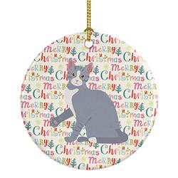 2.8 x 2.8 in. Unisex American Polydactyl No.2 Cat Christmas Ceramic Ornament