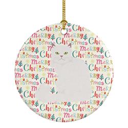 2.8 x 2.8 in. Unisex Asian Semi Longhaired Cat Christmas Ceramic Ornament