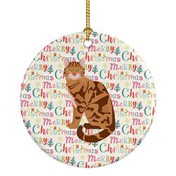 2.8 x 2.8 in. Unisex Bengal Cat Christmas Ceramic Ornament