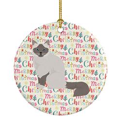 2.8 x 2.8 in. Unisex Birman Cat Christmas Ceramic Ornament