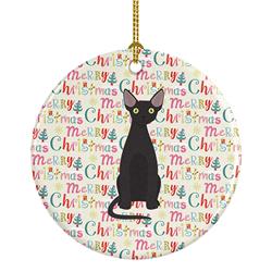 2.8 x 2.8 in. Unisex Devon Rex No.3 Cat Christmas Ceramic Ornament
