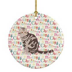 2.8 x 2.8 in. Unisex Foldex Exotic Fold Cat Christmas Ceramic Ornament
