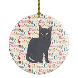 2.8 x 2.8 in. Unisex Nebelung Cat Christmas Ceramic Ornament