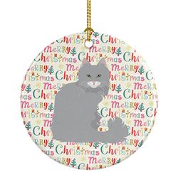 2.8 x 2.8 in. Unisex Norwegian Forest Cat Christmas Ceramic Ornament
