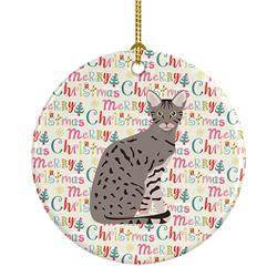 2.8 x 2.8 in. Unisex Ocicat Cat Christmas Ceramic Ornament