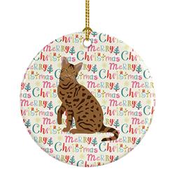 2.8 x 2.8 in. Unisex Ocicat No.2 Cat Christmas Ceramic Ornament