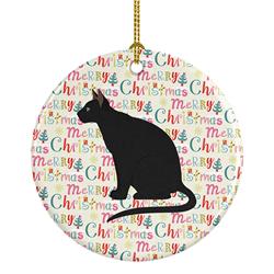 2.8 x 2.8 in. Unisex Ojos Azules Cat Christmas Ceramic Ornament