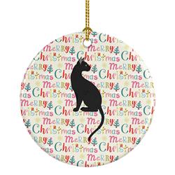 2.8 x 2.8 in. Unisex Pantherette Cat Christmas Ceramic Ornament