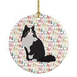 2.8 x 2.8 in. Unisex Ragamuffin Cat Christmas Ceramic Ornament