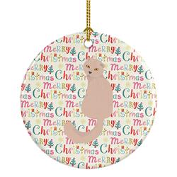 2.8 x 2.8 in. Unisex Scottish Fold Cat Christmas Ceramic Ornament