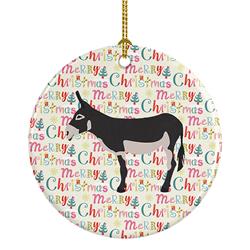 2.8 x 2.8 in. Unisex American Mammoth Jack Donkey Christmas Ceramic Ornament