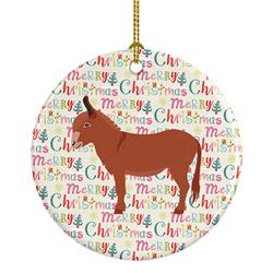 2.8 x 2.8 in. Unisex Irish Donkey Christmas Ceramic Ornament