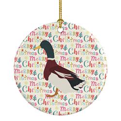 2.8 x 2.8 in. Unisex Rouen Duck Christmas Ceramic Ornament
