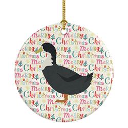 2.8 x 2.8 in. Unisex Blue Swedish Duck Christmas Ceramic Ornament