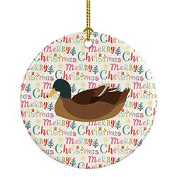 2.8 x 2.8 in. Unisex Khaki Campbell Duck Christmas Ceramic Ornament