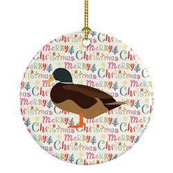2.8 x 2.8 in. Unisex Silver Bantam Duck Christmas Ceramic Ornament
