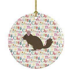 2.8 x 2.8 in. Unisex Chinchilla Christmas Ceramic Ornament