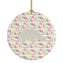 2.8 x 2.8 in. Unisex White Arctic Fox Christmas Ceramic Ornament