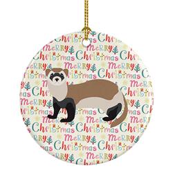 2.8 x 2.8 in. Unisex Ferret Christmas Ceramic Ornament