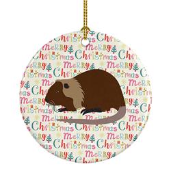 2.8 x 2.8 in. Unisex Coypu Nutria River Rat Christmas Ceramic Ornament