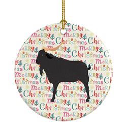 2.8 x 2.8 in. Unisex Verata Goat Christmas Ceramic Ornament