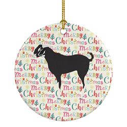 2.8 x 2.8 in. Unisex Black Bengal Goat Christmas Ceramic Ornament
