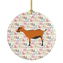 2.8 x 2.8 in. Unisex Oberhasli Goat Christmas Ceramic Ornament