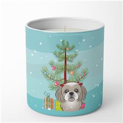 3.75 x 3.25 in. Unisex Christmas Tree & Gray Silver Shih Tzu 10 oz Decorative Soy Candle