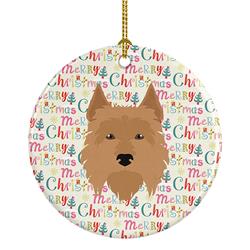 2.8 x 2.8 in. Unisex Australian Terrier Merry Christmas Ceramic Ornament, Multi Color