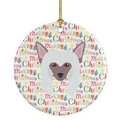2.8 x 2.8 in. Unisex Chinese Crested Merry Christmas Ceramic Ornament, Multi Color