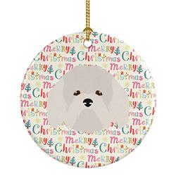 2.8 x 2.8 in. Unisex Coton de Tulear Merry Christmas Ceramic Ornament, Multi Color
