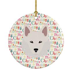 2.8 x 2.8 in. Unisex Danish Spitz Merry Christmas Ceramic Ornament, Multi Color