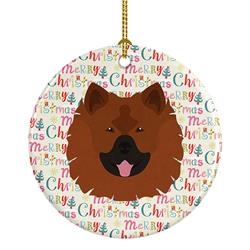 2.8 x 2.8 in. Unisex Eurasier Merry Christmas Ceramic Ornament, Multi Color