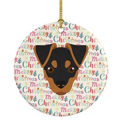 2.8 x 2.8 in. Unisex Japanese Terrier Merry Christmas Ceramic Ornament, Multi Color
