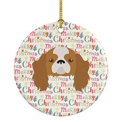 2.8 x 2.8 in. Unisex Blenheim Cavalier King Charles Spaniel Merry Christmas Ceramic Ornament, Multi Color -  PartyPros, PA3436873