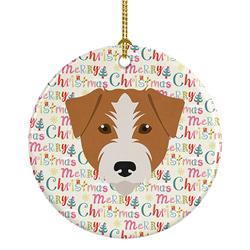 2.8 x 2.8 in. Unisex Kromfohrlander Merry Christmas Ceramic Ornament, Multi Color
