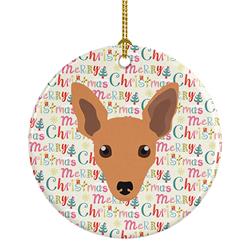 2.8 x 2.8 in. Unisex Miniature Pinscher Merry Christmas Ceramic Ornament, Multi Color