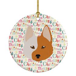 2.8 x 2.8 in. Unisex Nordic Spitz Merry Christmas Ceramic Ornament, Multi Color