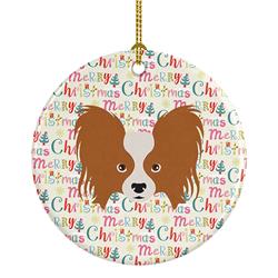 2.8 x 2.8 in. Unisex Papillon Merry Christmas Ceramic Ornament, Multi Color