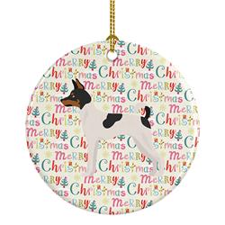 2.8 x 2.8 in. Unisex Toy Fox Terrier Merry Christmas Ceramic Ornament