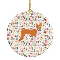 2.8 x 2.8 in. Unisex Basenji Merry Christmas Ceramic Ornament