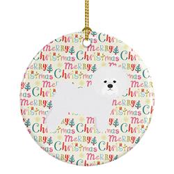 2.8 x 2.8 in. Unisex Bichon Frise Merry Christmas Ceramic Ornament