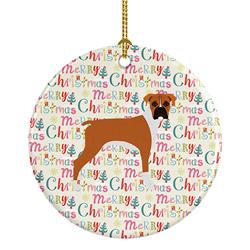 2.8 x 2.8 in. Unisex Boxer Merry Christmas Ceramic Ornament