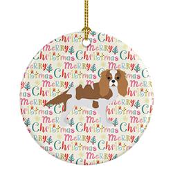 2.8 x 2.8 in. Unisex Blenheim Cavalier Spaniel Merry Christmas Ceramic Ornament